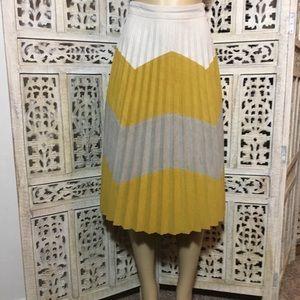 Zara Yellow High-waisted Pleated Midi Skirt